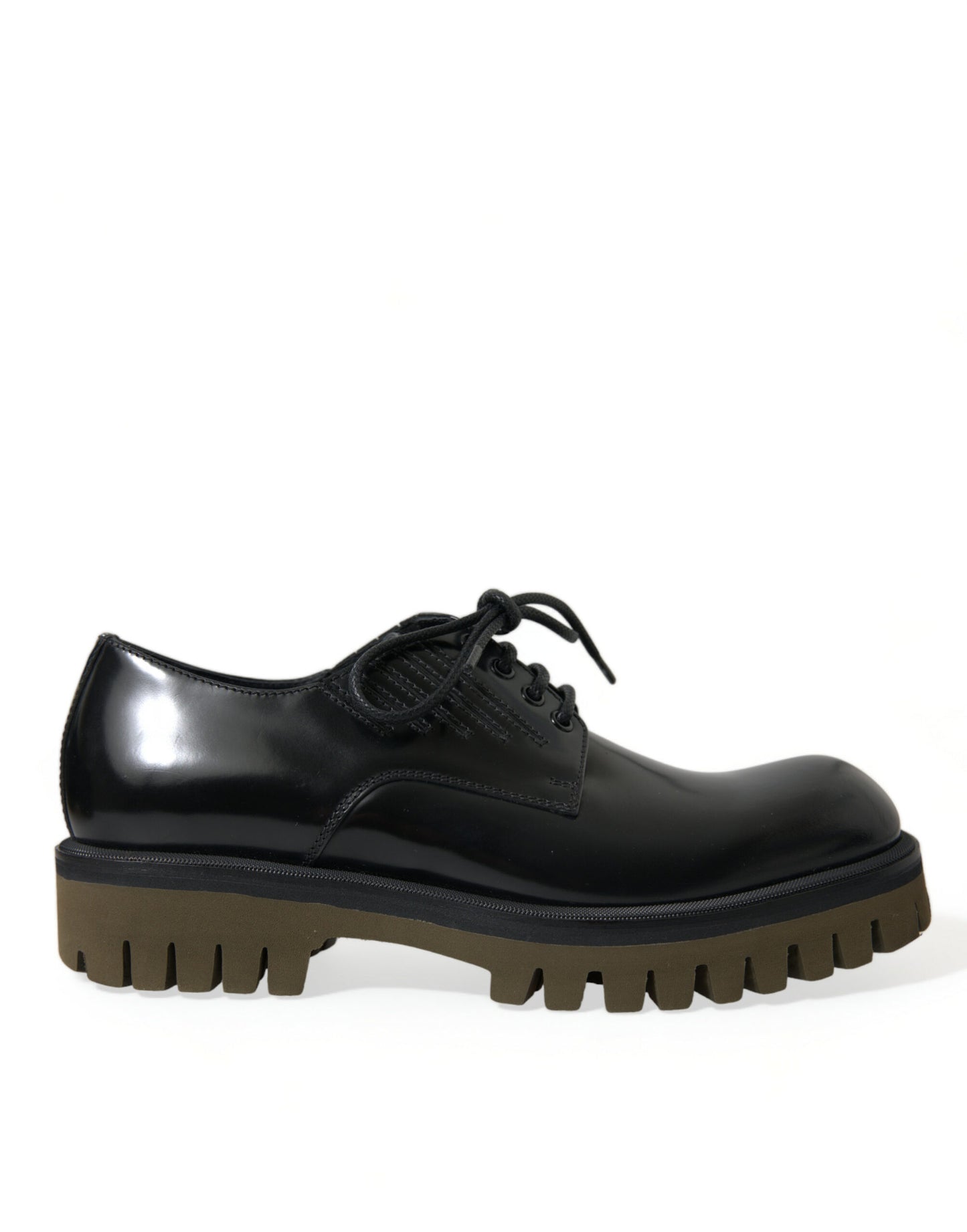 Chaussures habillées Richelieu en cuir noir à lacets Dolce & Gabbana pour hommes