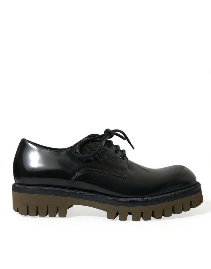 Zapatos de vestir Dolce & Gabbana Derby de cuero negro con cordones para hombre