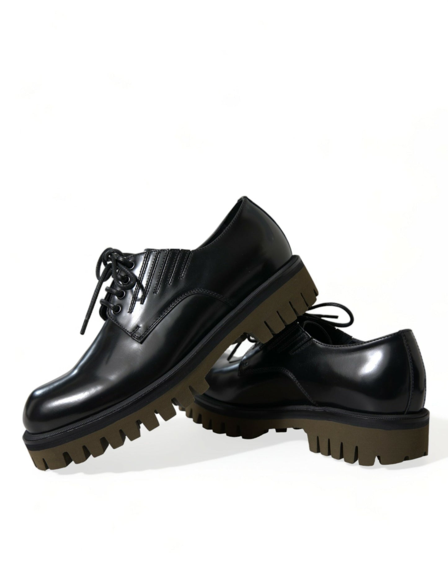 Chaussures habillées Richelieu en cuir noir à lacets Dolce & Gabbana pour hommes