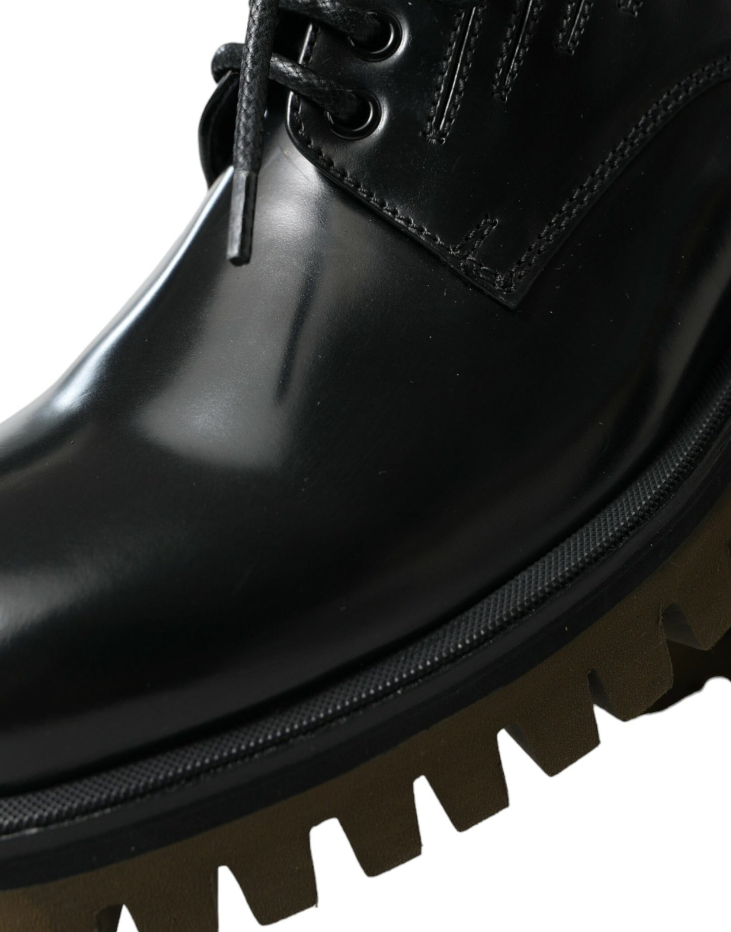 Chaussures habillées Richelieu en cuir noir à lacets Dolce & Gabbana pour hommes