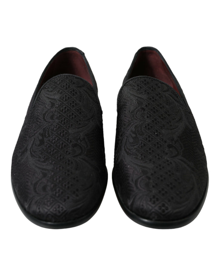 Zapatos de vestir mocasín sin cordones de hombre Dolce & Gabbana de brocado negro