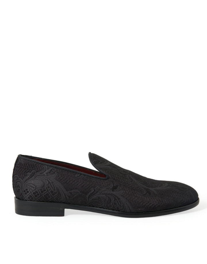 Zapatos de vestir mocasín sin cordones de hombre Dolce & Gabbana de brocado negro