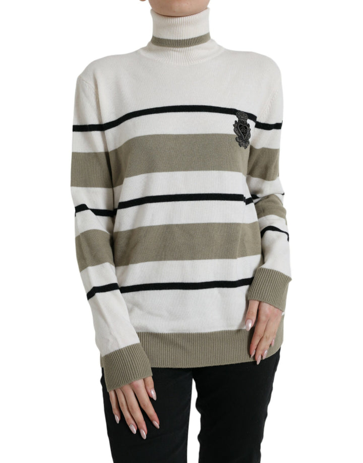 Pull en Laine à Rayures Multicolores et Logo Dolce & Gabbana