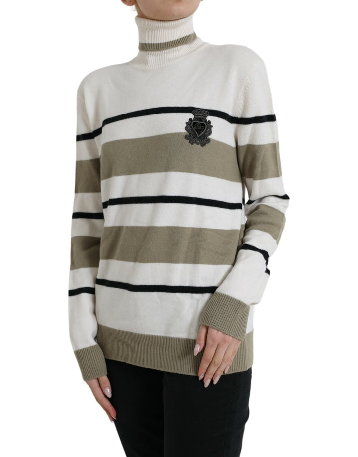 Pull en Laine à Rayures Multicolores et Logo Dolce & Gabbana