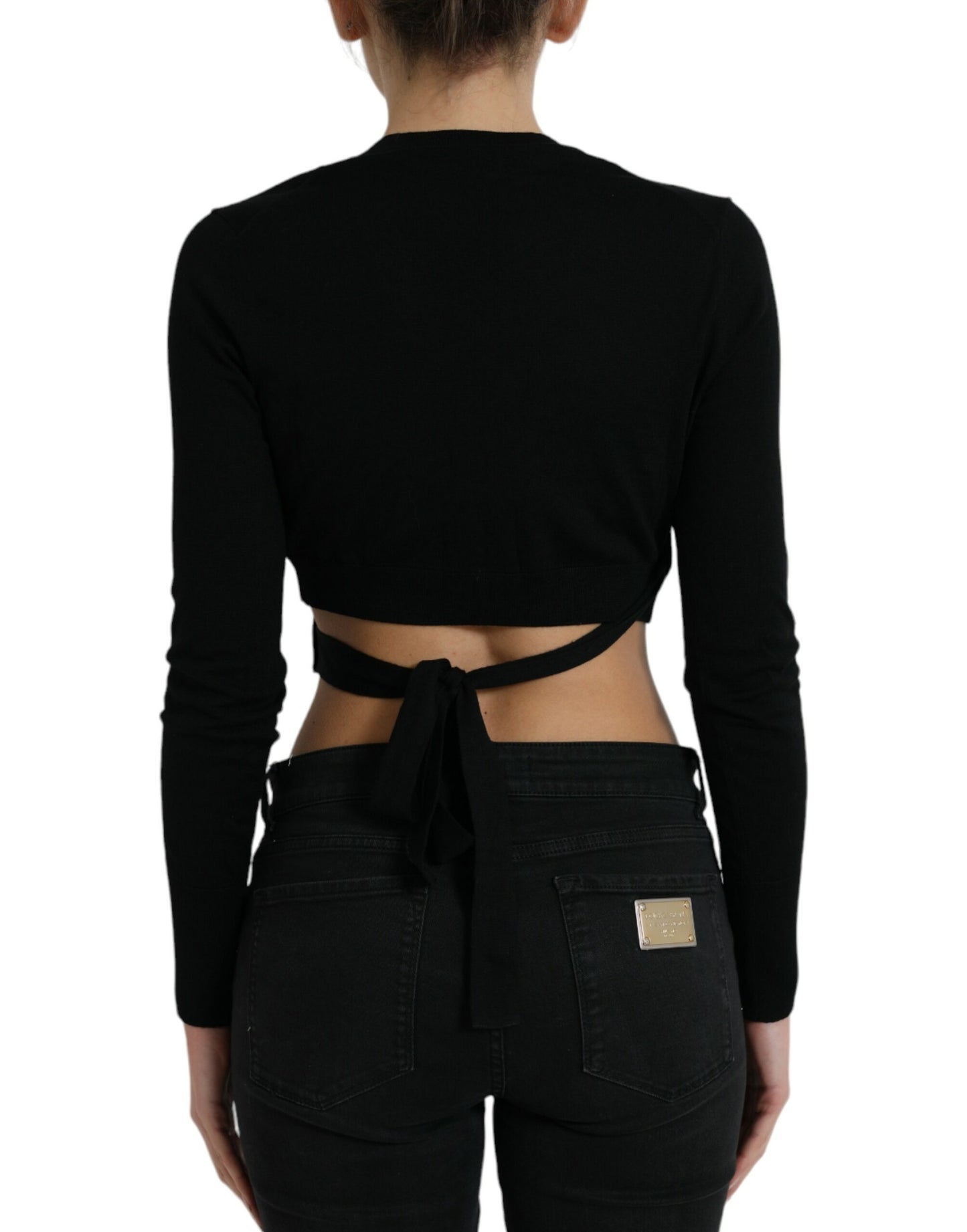 Cárdigan Dolce & Gabbana negro de lana con cuello de pico cruzado
