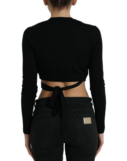 Cárdigan Dolce & Gabbana negro de lana con cuello de pico cruzado