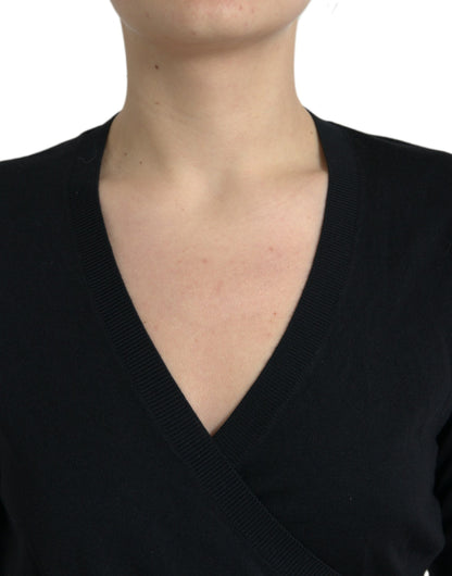 Cárdigan Dolce & Gabbana negro de lana con cuello de pico cruzado