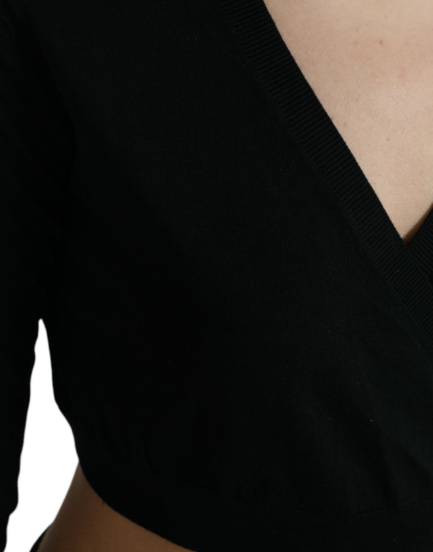 Cárdigan Dolce & Gabbana negro de lana con cuello de pico cruzado