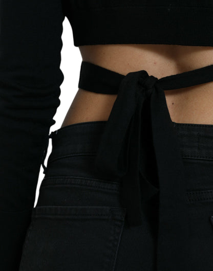Cárdigan Dolce & Gabbana negro de lana con cuello de pico cruzado