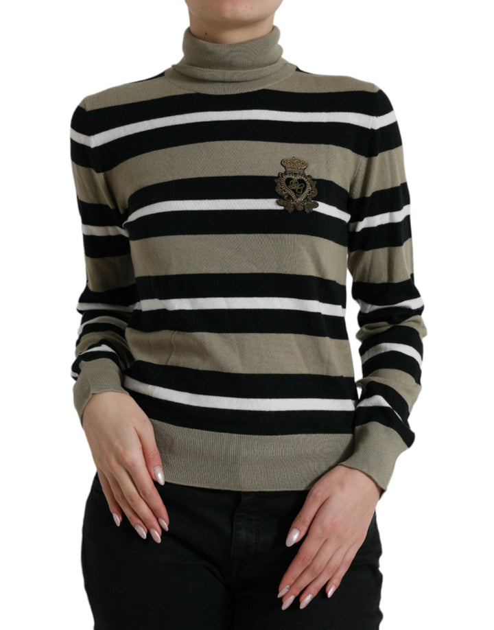 Pull en Laine à Rayures Multicolores et Logo Dolce & Gabbana