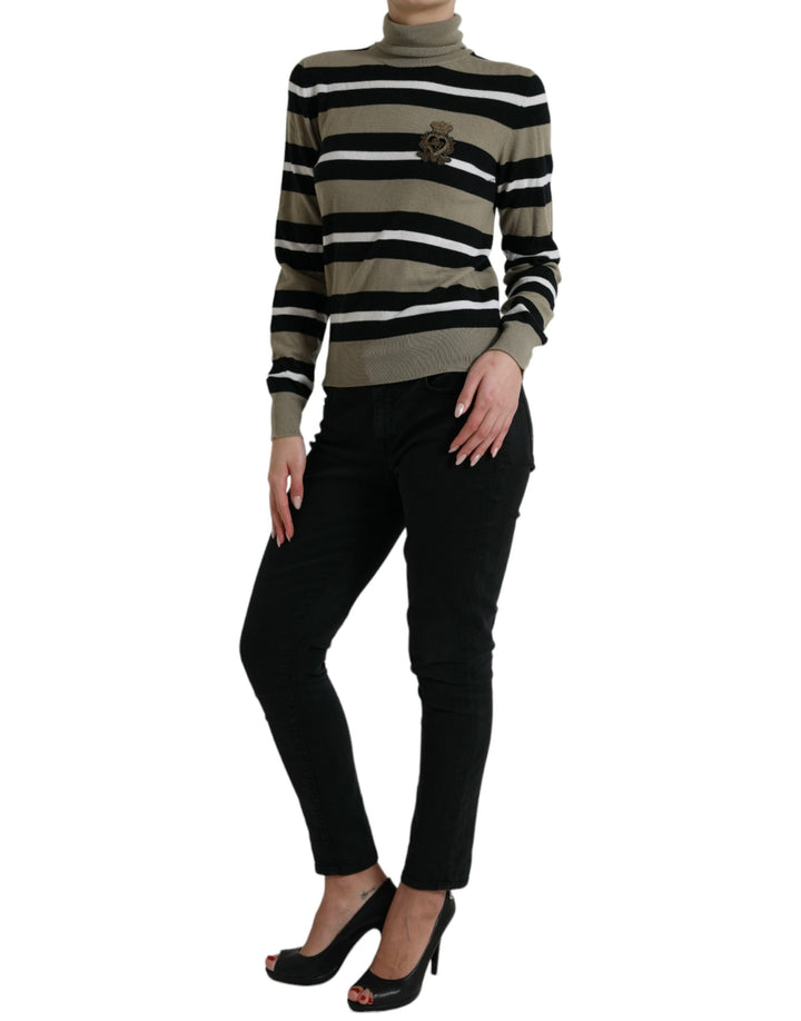 Pull en Laine à Rayures Multicolores et Logo Dolce & Gabbana