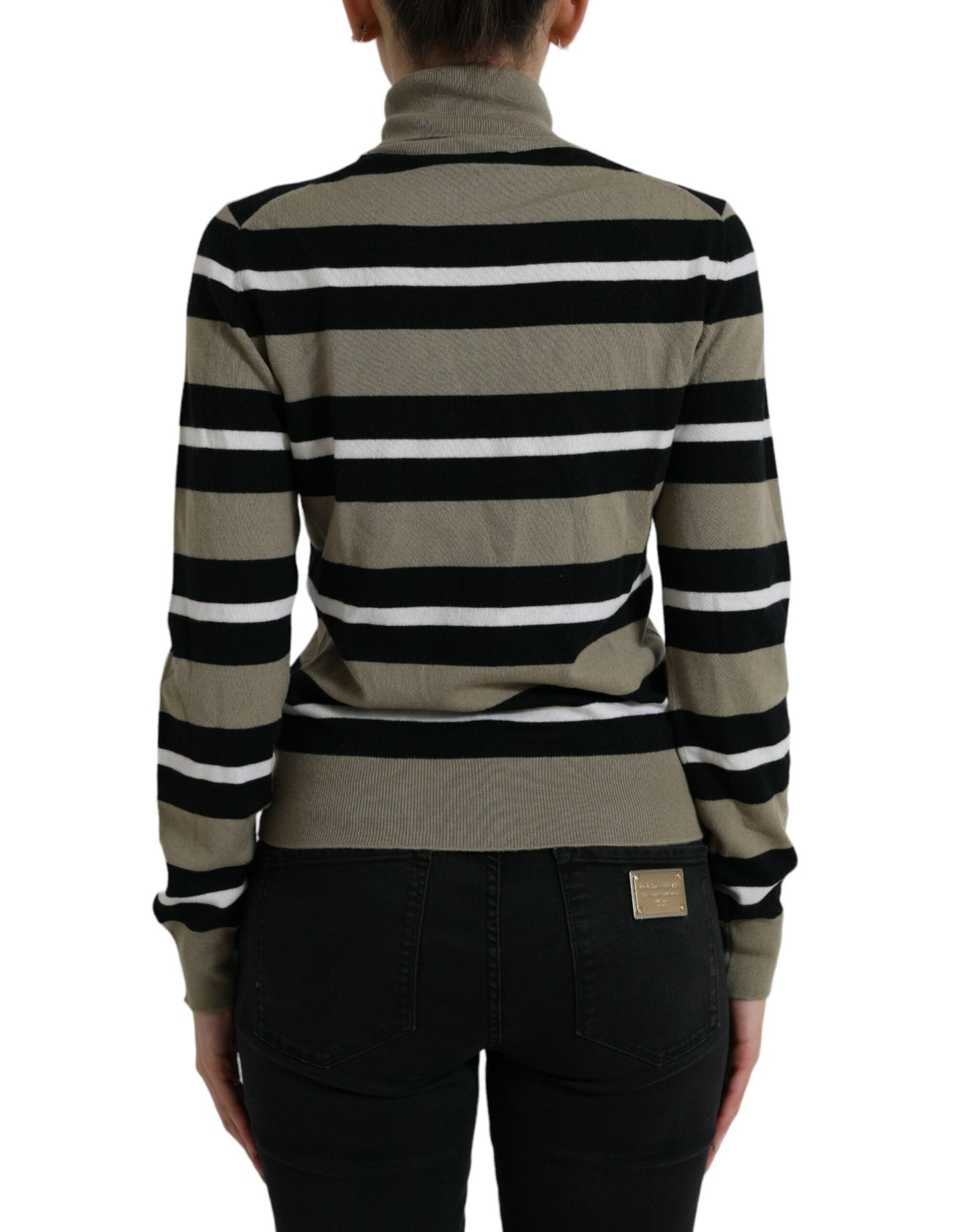 Pull en Laine à Rayures Multicolores et Logo Dolce & Gabbana