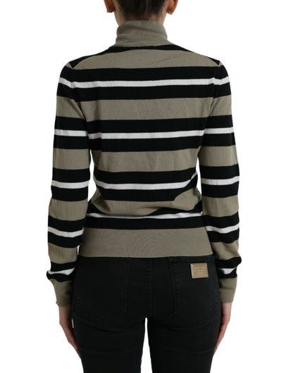 Pull en Laine à Rayures Multicolores et Logo Dolce & Gabbana