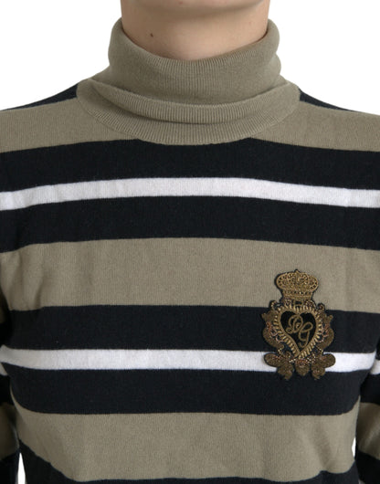 Pull en Laine à Rayures Multicolores et Logo Dolce & Gabbana
