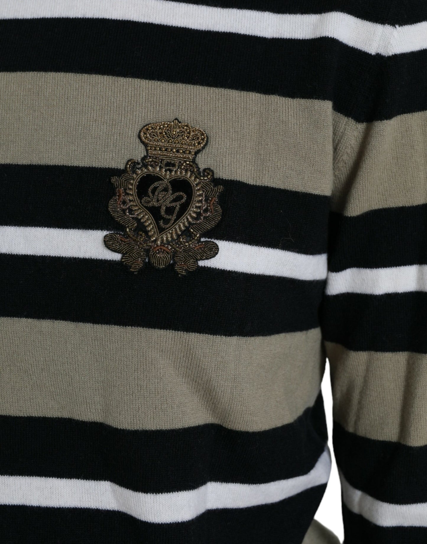 Pull en Laine à Rayures Multicolores et Logo Dolce & Gabbana