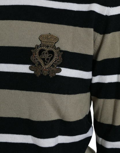 Pull en Laine à Rayures Multicolores et Logo Dolce & Gabbana