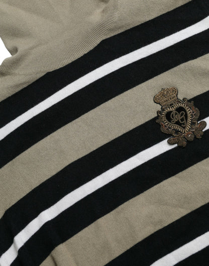 Pull en Laine à Rayures Multicolores et Logo Dolce & Gabbana