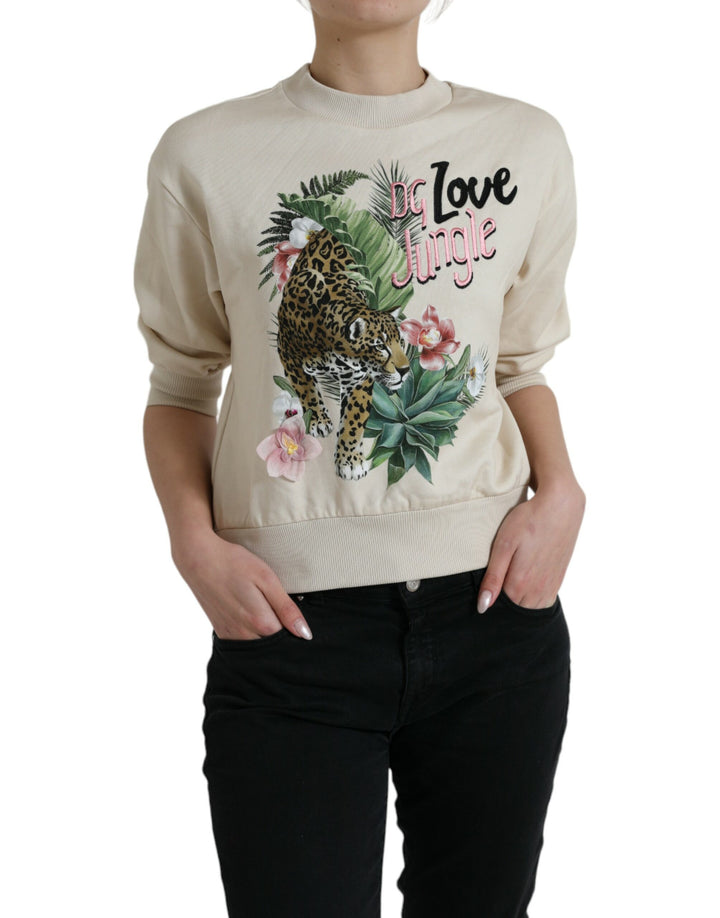 Pull en Coton Imprimé Jungle Beige Dolce & Gabbana