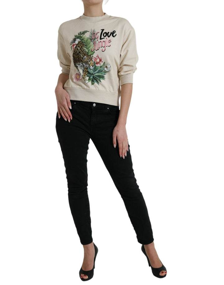 Pull en Coton Imprimé Jungle Beige Dolce & Gabbana