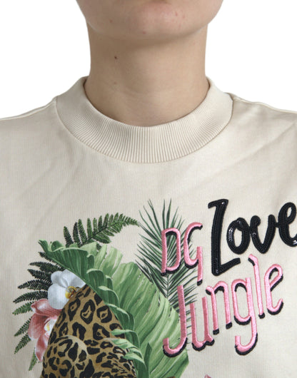 Pull en Coton Imprimé Jungle Beige Dolce & Gabbana