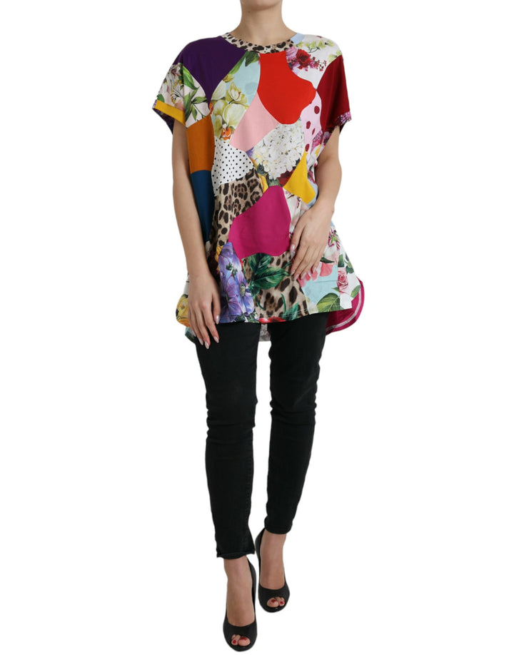 Chemisier en coton et soie à patchwork multicolore Dolce & Gabbana