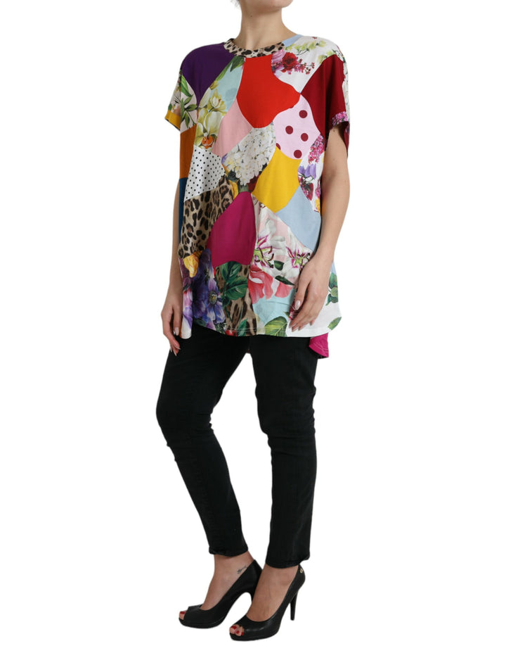Chemisier en coton et soie à patchwork multicolore Dolce & Gabbana