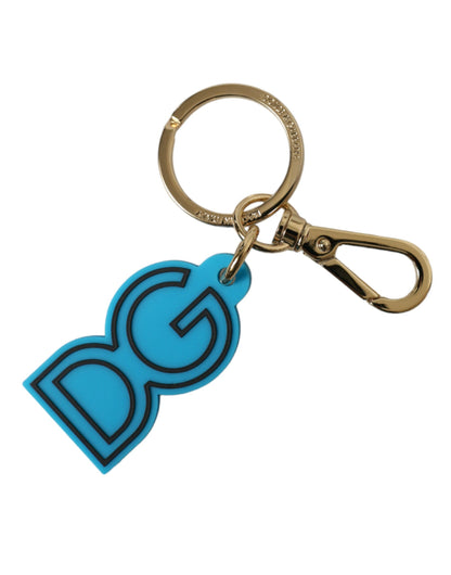 Llavero Dolce & Gabbana azul de goma con logo DG de metal dorado