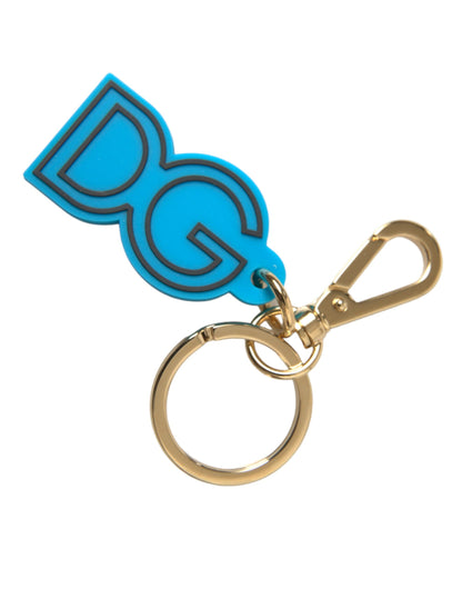 Llavero Dolce & Gabbana azul de goma con logo DG de metal dorado