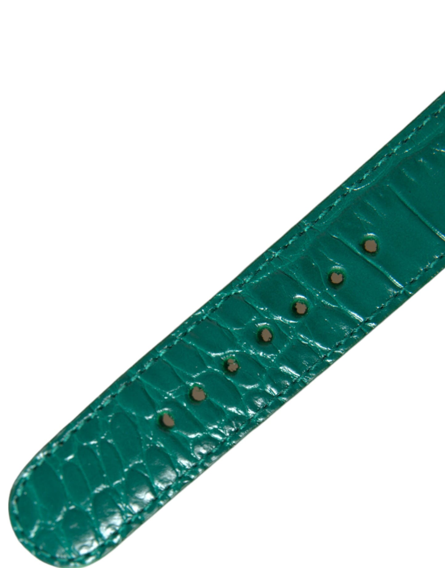 Dolce & Gabbana Tour de cou en cuir texturé vert et boucle en métal doré