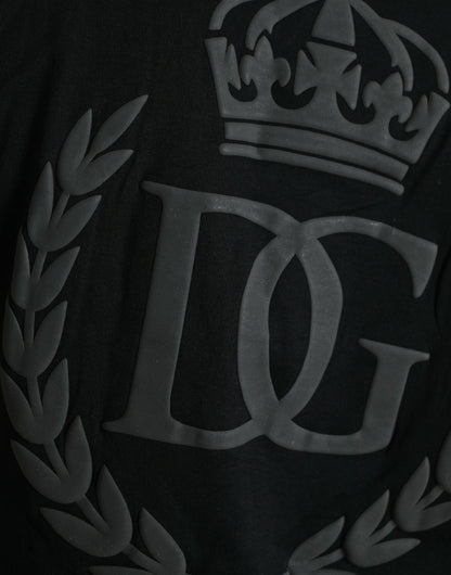Camiseta Dolce & Gabbana Negra de Cuello Redondo y Manga Corta con Logotipo en Relieve