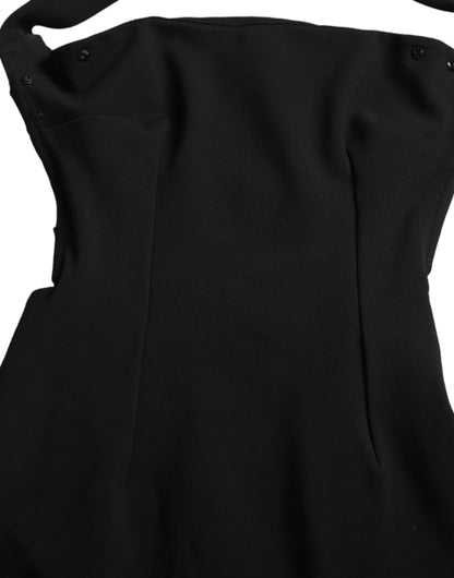 Dolce & Gabbana Black Sheath Halter Sleeveless Midi Dress