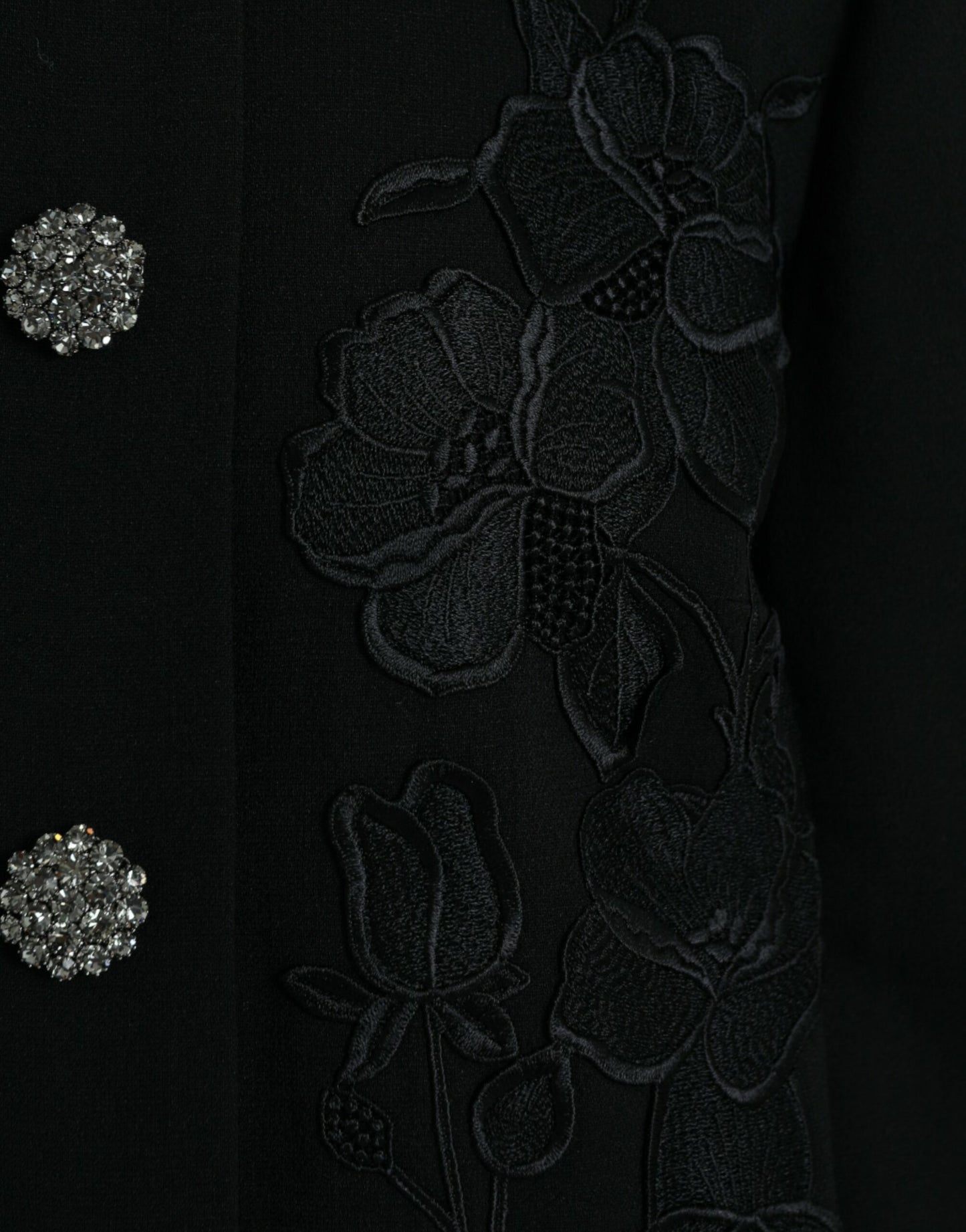 Veste en laine noire ornée de fleurs et de boutons Dolce & Gabbana