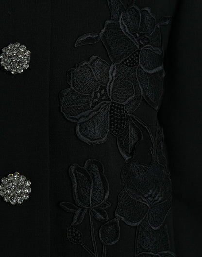 Veste en laine noire ornée de fleurs et de boutons Dolce & Gabbana