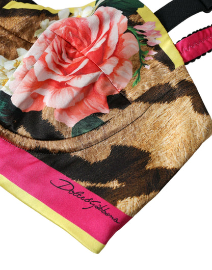 Haut court bustier sans manches à fleurs multicolores Dolce & Gabbana