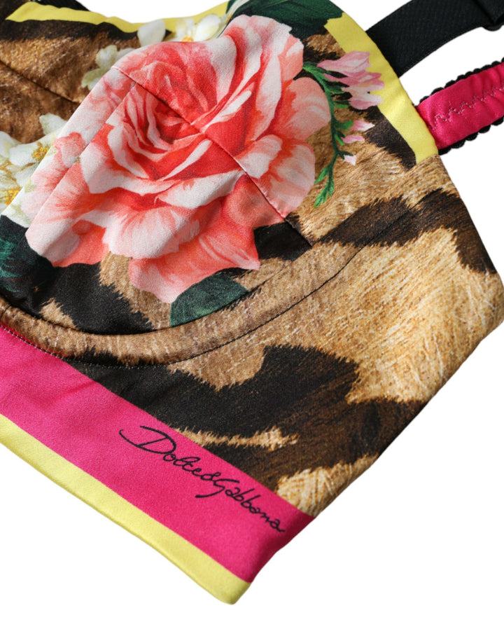 Haut court bustier sans manches à fleurs multicolores Dolce & Gabbana