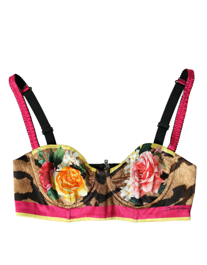 Haut court bustier sans manches à fleurs multicolores Dolce & Gabbana