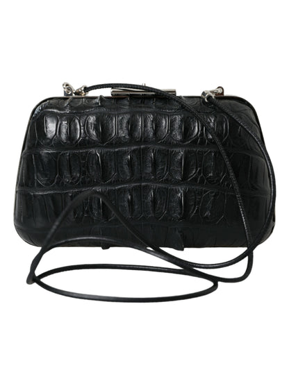 Bolso de mano Balenciaga Box Clutch en cuero negro de piel exótica para llevar al hombro o cruzado