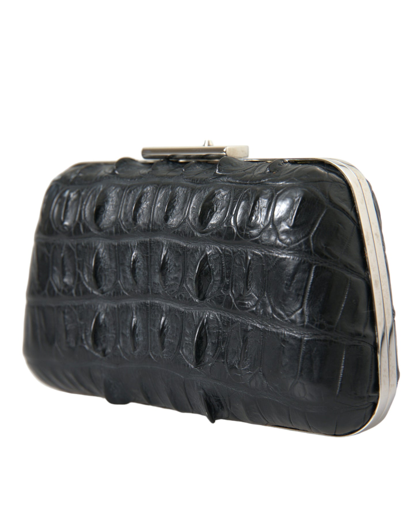 Bolso de mano Balenciaga Box Clutch en cuero negro de piel exótica para llevar al hombro o cruzado