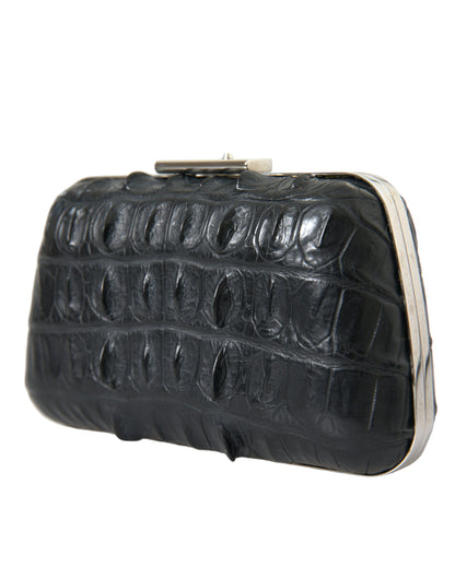 Bolso de mano Balenciaga Box Clutch en cuero negro de piel exótica para llevar al hombro o cruzado