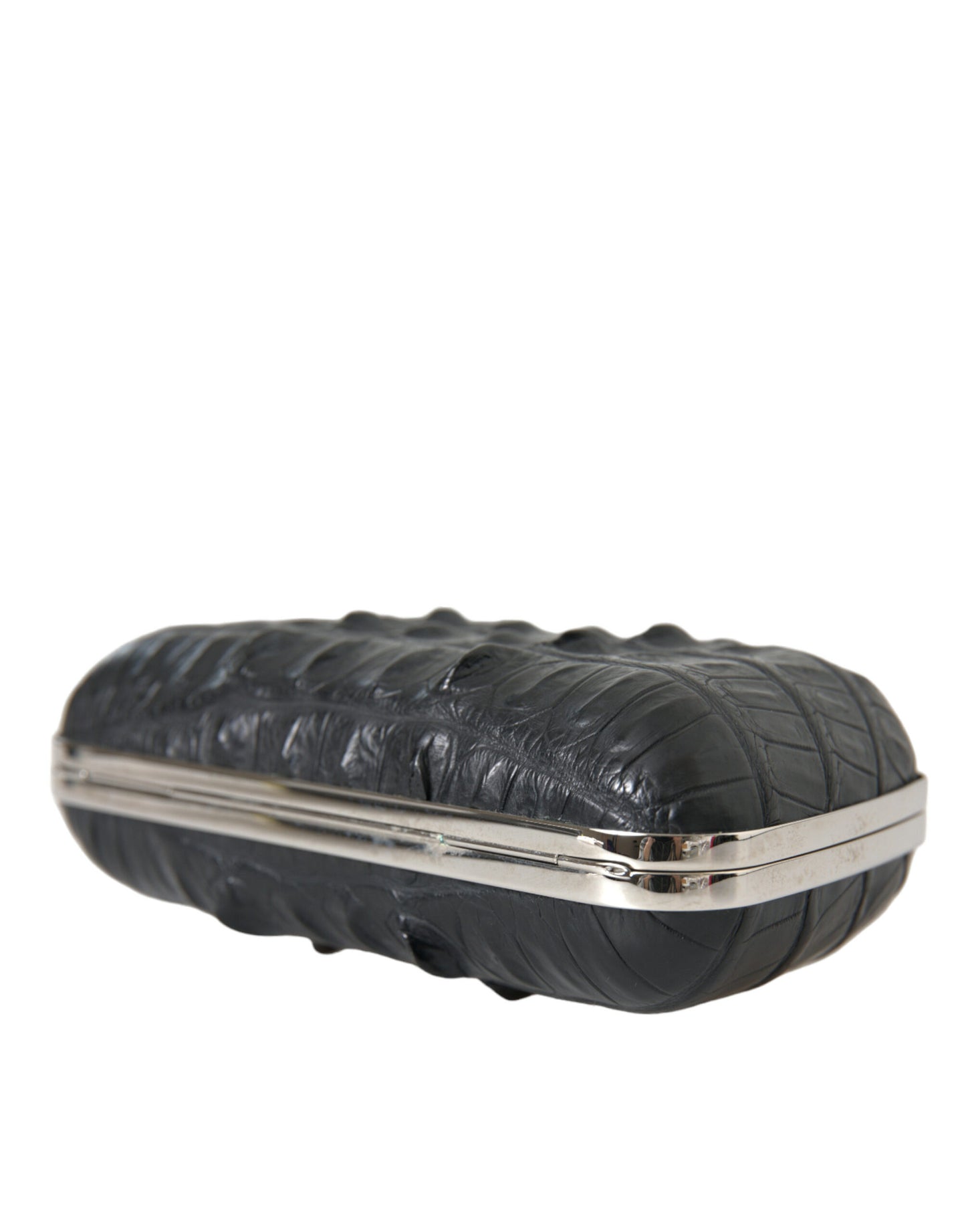 Bolso de mano Balenciaga Box Clutch en cuero negro de piel exótica para llevar al hombro o cruzado