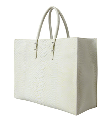 Sac cabas Balenciaga PAPIER en cuir exotique blanc et jaune