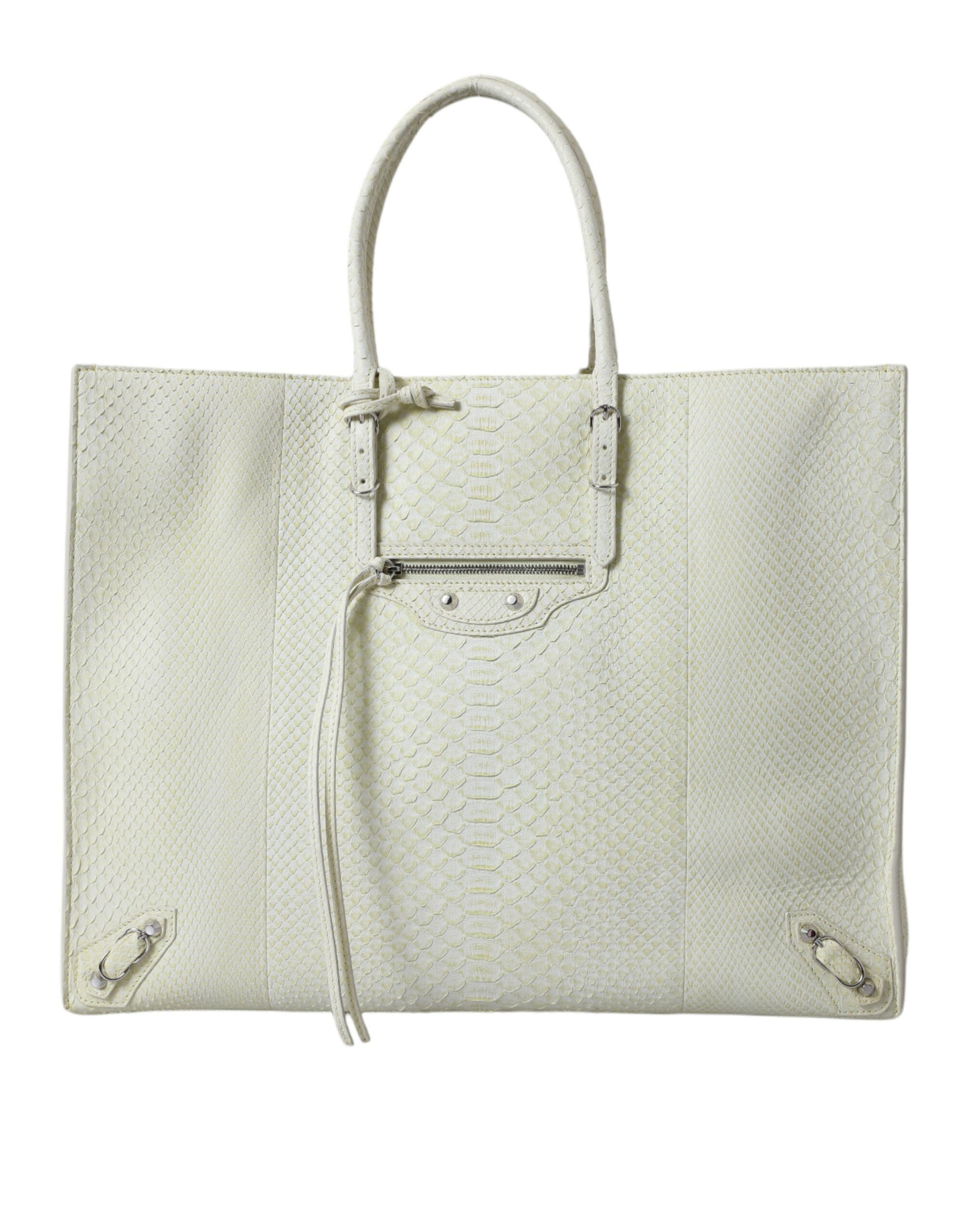 Sac cabas Balenciaga PAPIER en cuir exotique blanc et jaune