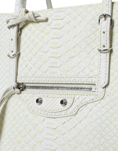 Sac cabas Balenciaga PAPIER en cuir exotique blanc et jaune