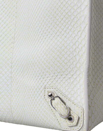 Sac cabas Balenciaga PAPIER en cuir exotique blanc et jaune