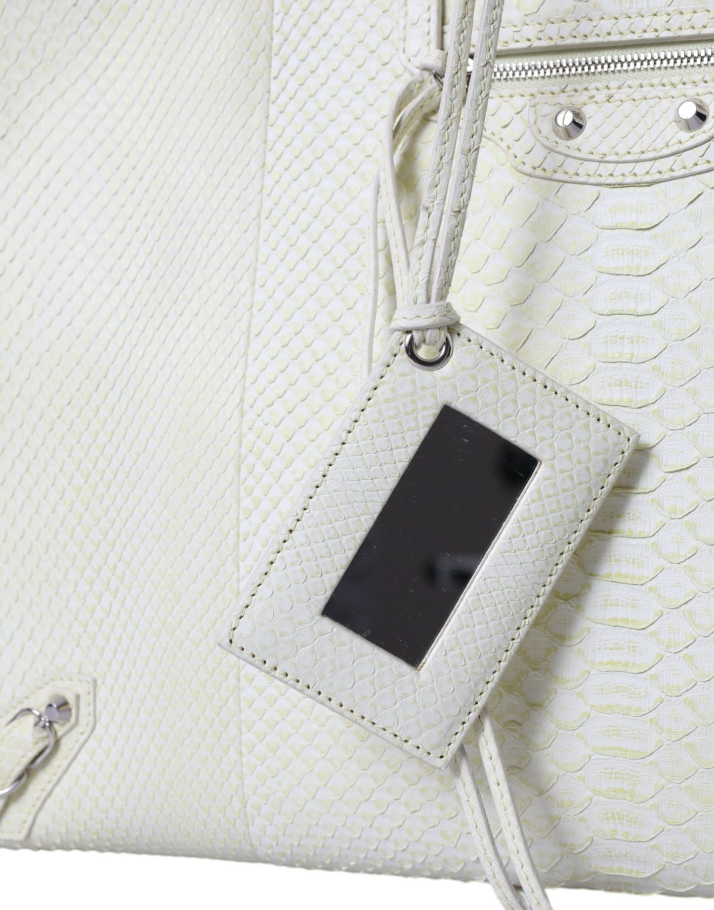 Sac cabas Balenciaga PAPIER en cuir exotique blanc et jaune