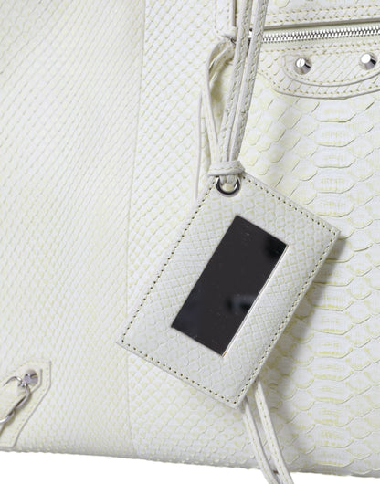 Sac cabas Balenciaga PAPIER en cuir exotique blanc et jaune
