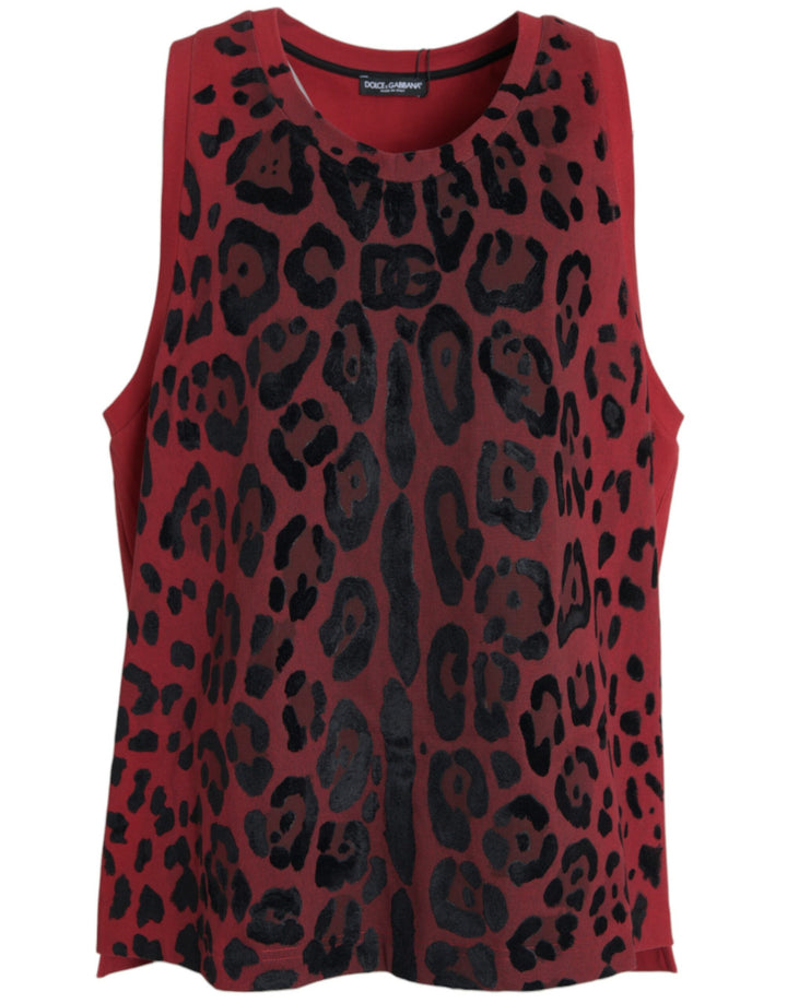 Débardeur Dolce & Gabbana imprimé léopard rouge sans manches