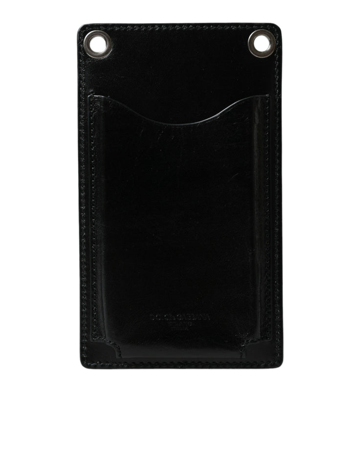 Cartera Dolce & Gabbana de piel de caballo negra con cremallera, logotipo y ranura para teléfono cruzada