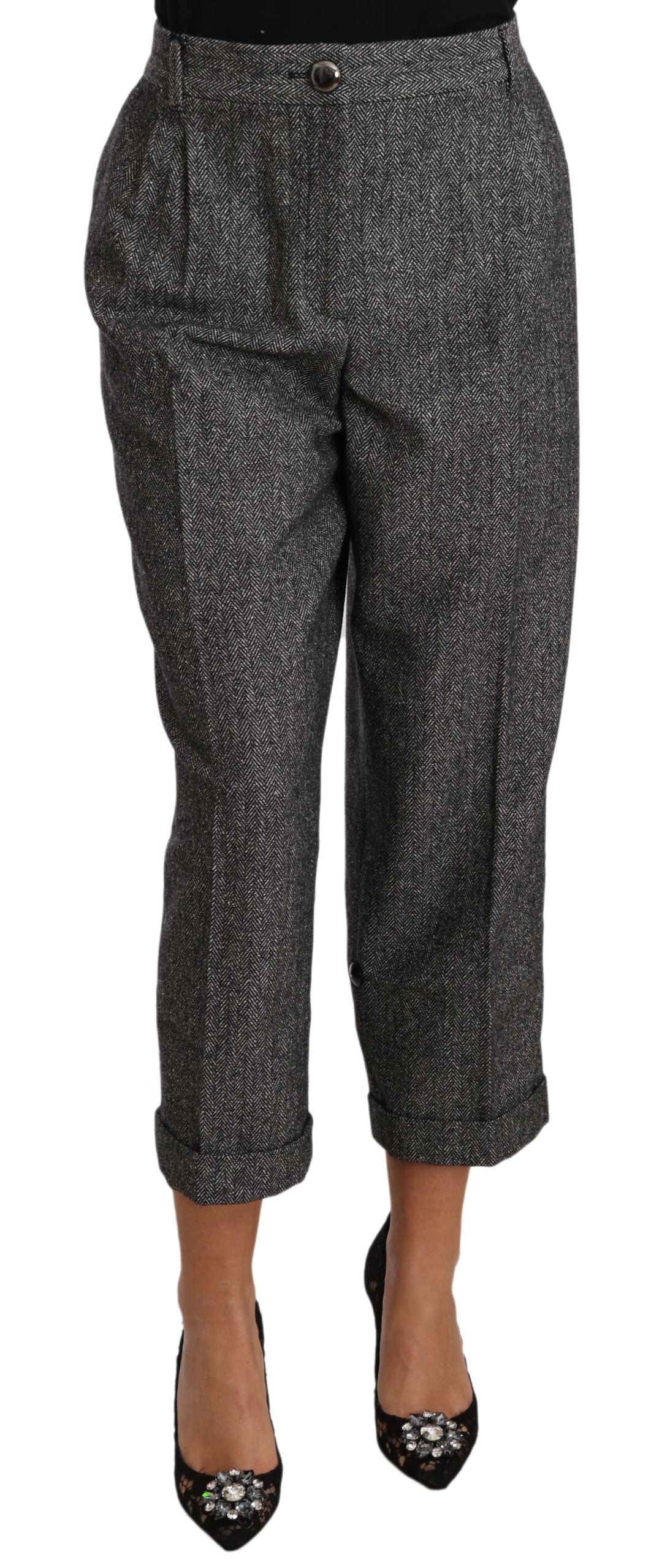 Pantalon court plissé Dolce & Gabbana en laine grise