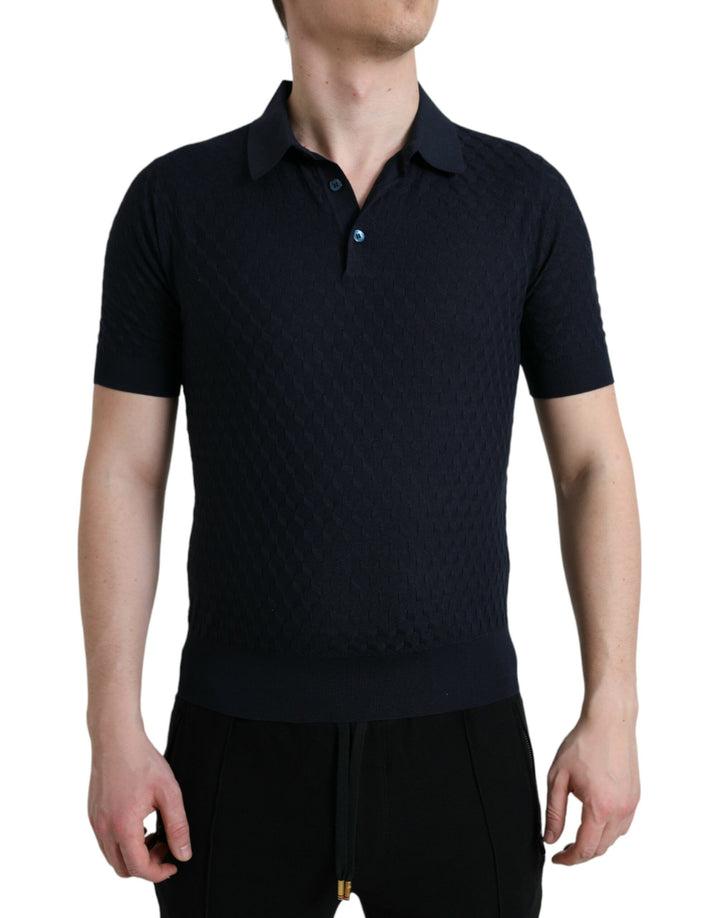 T-shirt polo à manches courtes et col Dolce & Gabbana bleu foncé